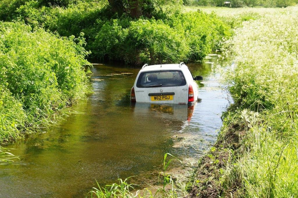 Car trapped in a ford