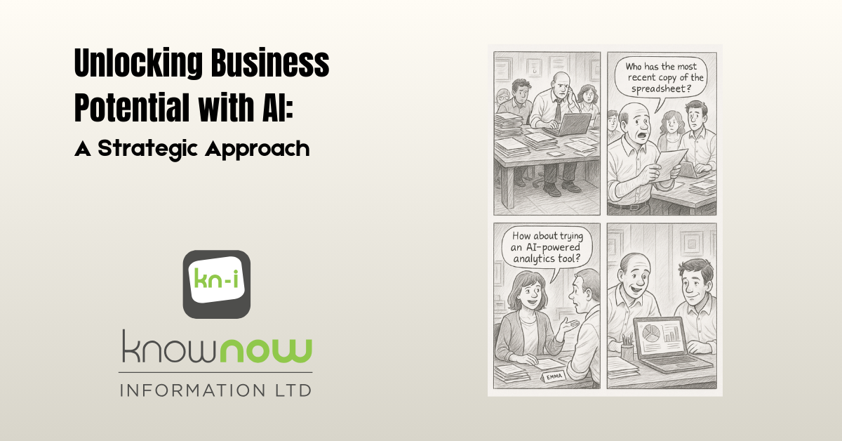 Featured Image for Unlocking Business Potential with AI featuring a cartoon showing a business professional recommending an AI solution
