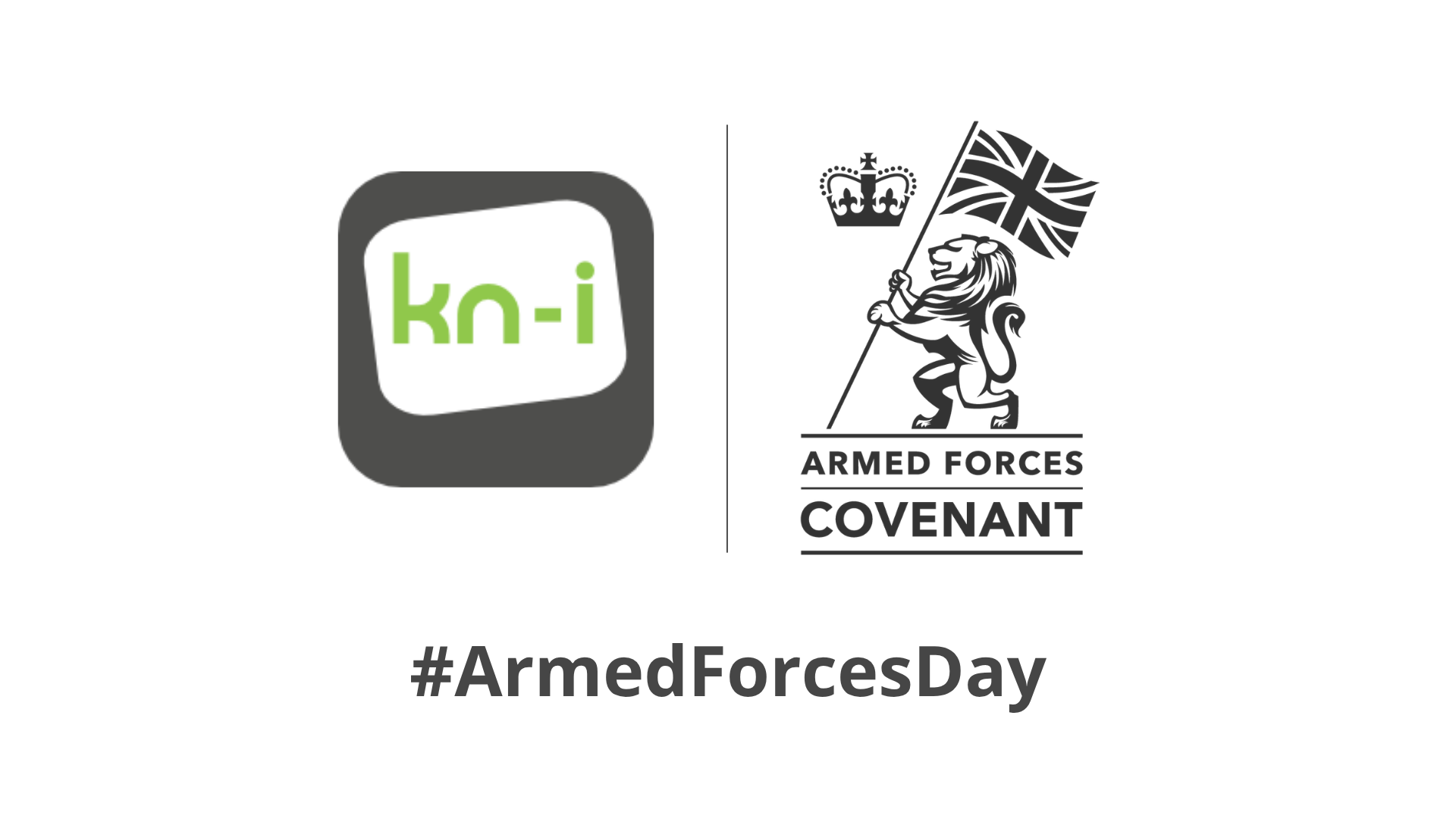 #ArmedForcesDay KnowNow Information and Armed Forces Covenant logos supporting Armed Forces Day 2026