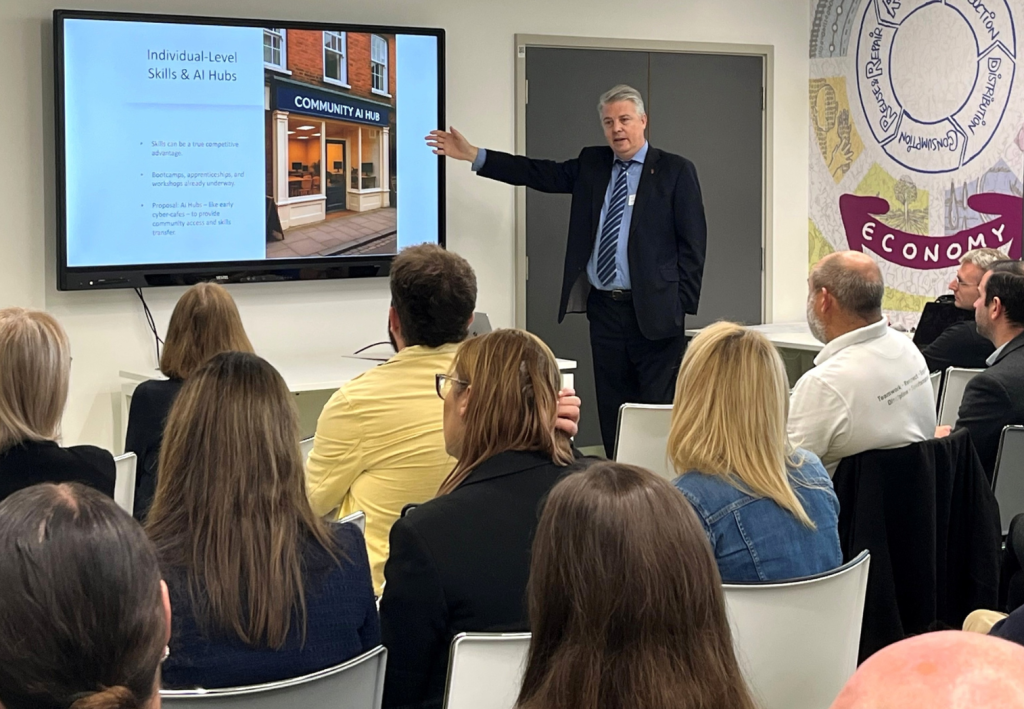KnowNow MD, David Patterson presenting at the inaugural meeting of the AI Growth Alliance. October 2025